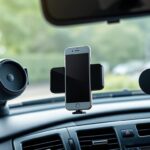 Verschiedene Handyhalterungen für das Auto auf einem Armaturenbrett montiert