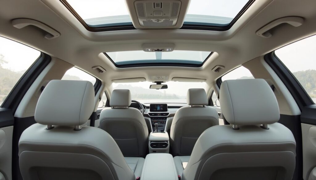 Innenraum Elektroauto mit großzügigem Platz Innenraum Elektroauto mit großzügigem Platz